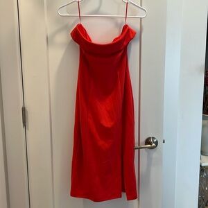 Strapless Coral Cocktail Dress